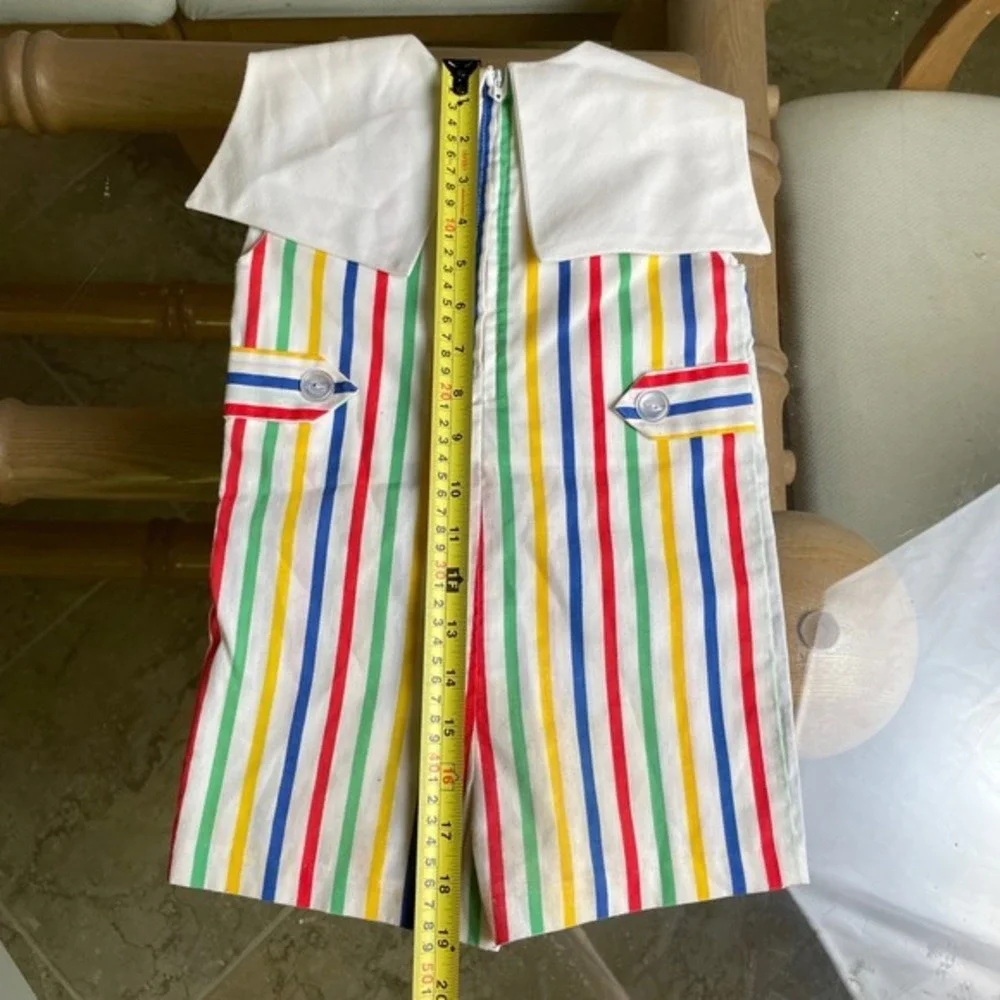 Funtasia Too Rainbow Romper Striped Pockets Vintage‎ Colorful Kids 3T